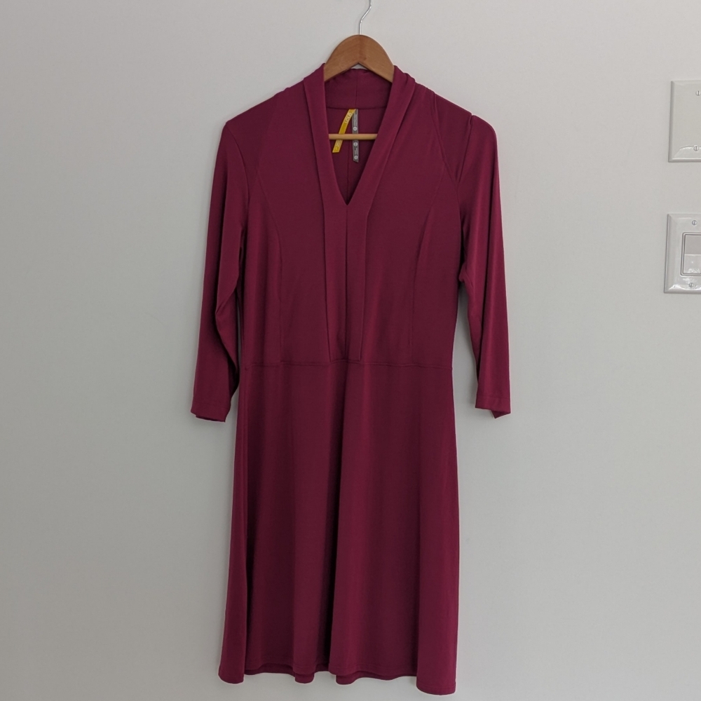 Lole Three Quarter Sleeve Modal Jersey Dress Berry Size Large